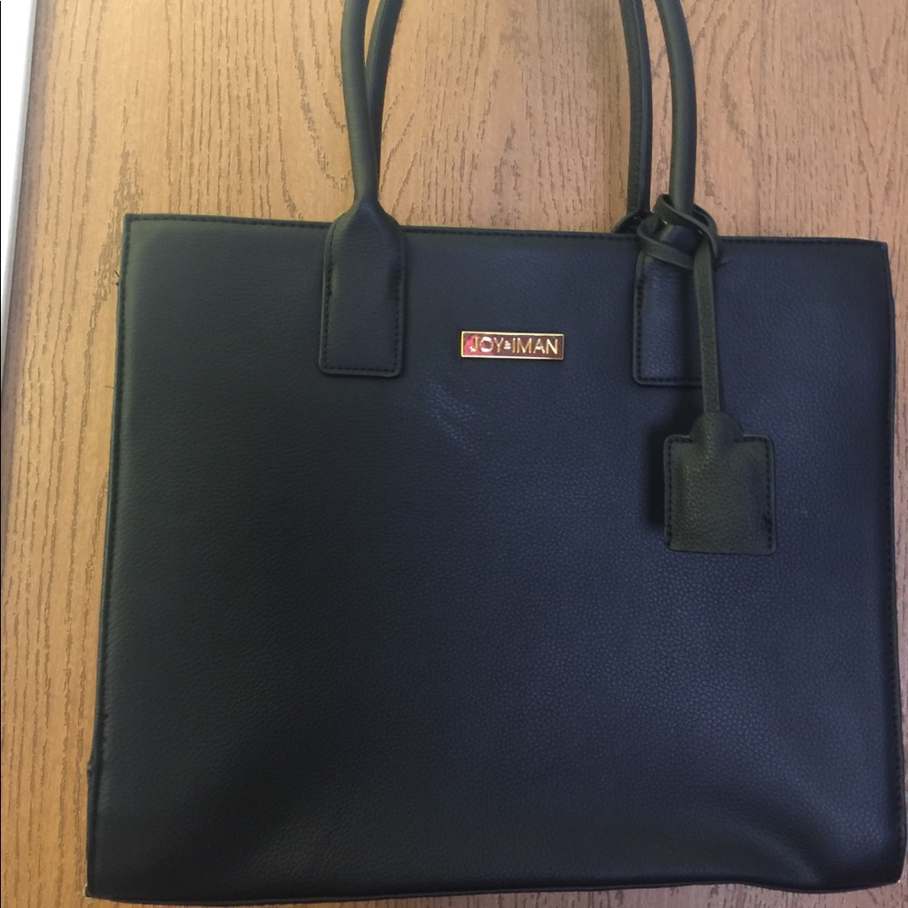 JOY & IMAN Black Leather Tote